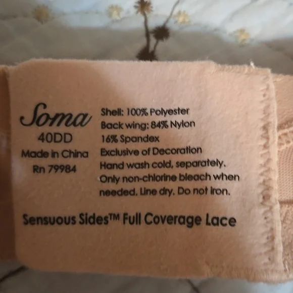 Soma Sensuous Sides Full Coverage Lace Peach Bra Size 40DD NWT - Picture 7 of 8
